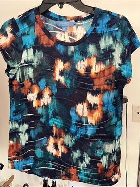 Simply Vera Vera Wang Teal, Navy & Rust Short Sleeve Tee